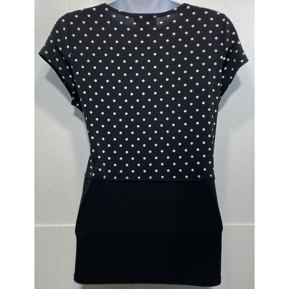 Vtg Hot Tempered Top Juniors XL Black White Polka Dot Front Tie Babydoll Gothic - Picture 4 of 6